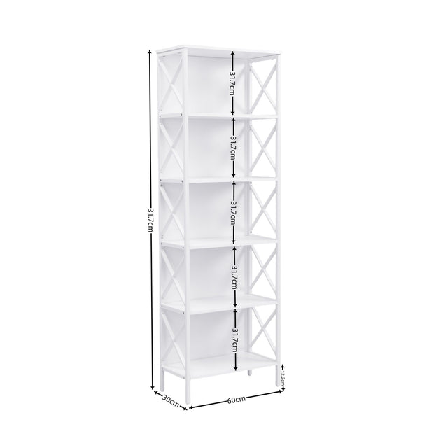 6 Tier Tall Bookshelf, White