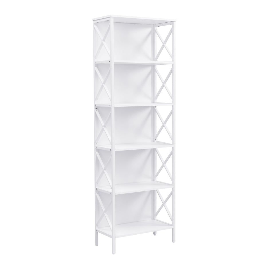 6 Tier Tall Bookshelf, White