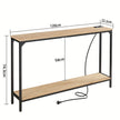 2 Tier Console Table with Power Outlets and USB Ports, Wood Entryway Table with Charging Station & Storage Shelf, Narrow 2-Tier Sofa Table for Living Room Hallway Foyer