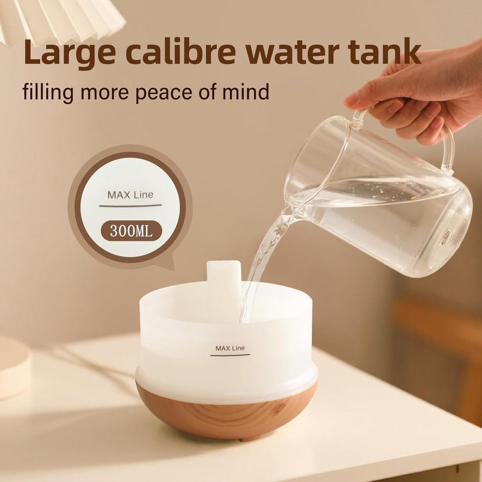 Humidifiers - Aromatherapy Humidifier - 300ml Diffuser - Air Humidifier - Room Humidifier - 7-Color LED - Light and Automatic Shut-Off - Essential Oil Diffuser for Home and Office (Light Color)