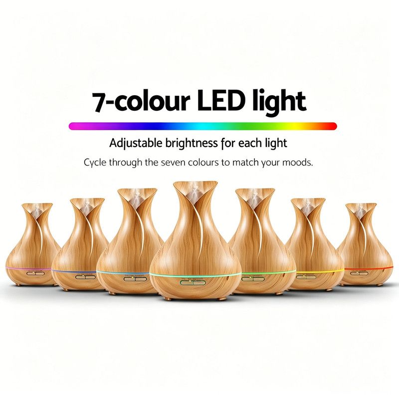 Light Wood Aroma Diffuser 400 ml, Ultrasonic Aromatherapy Humidifier