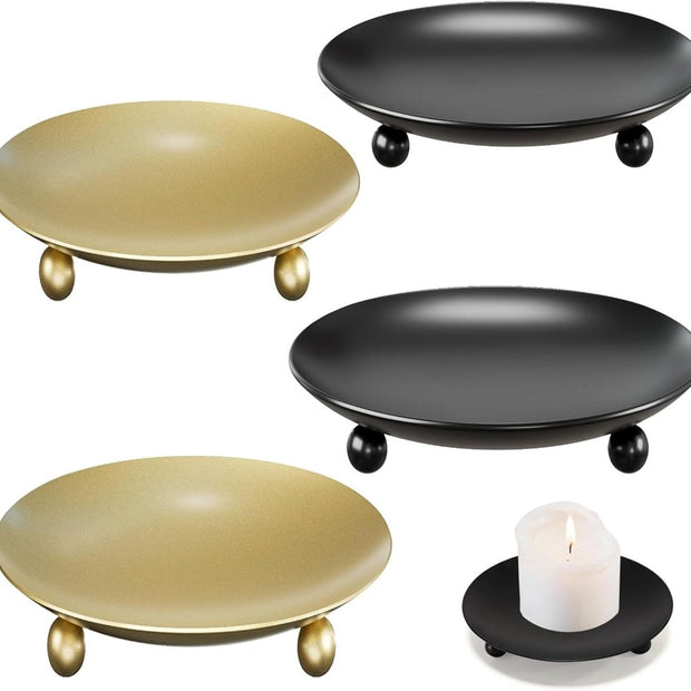 4 pieces - Candlestick - Candle holder - candle holder - metal candlestick - Christmas decorations - home decoration - candle accessories - storage rack - for table decorations for weddings, family reunions and decorations - 9*1.5 cm - gold, black