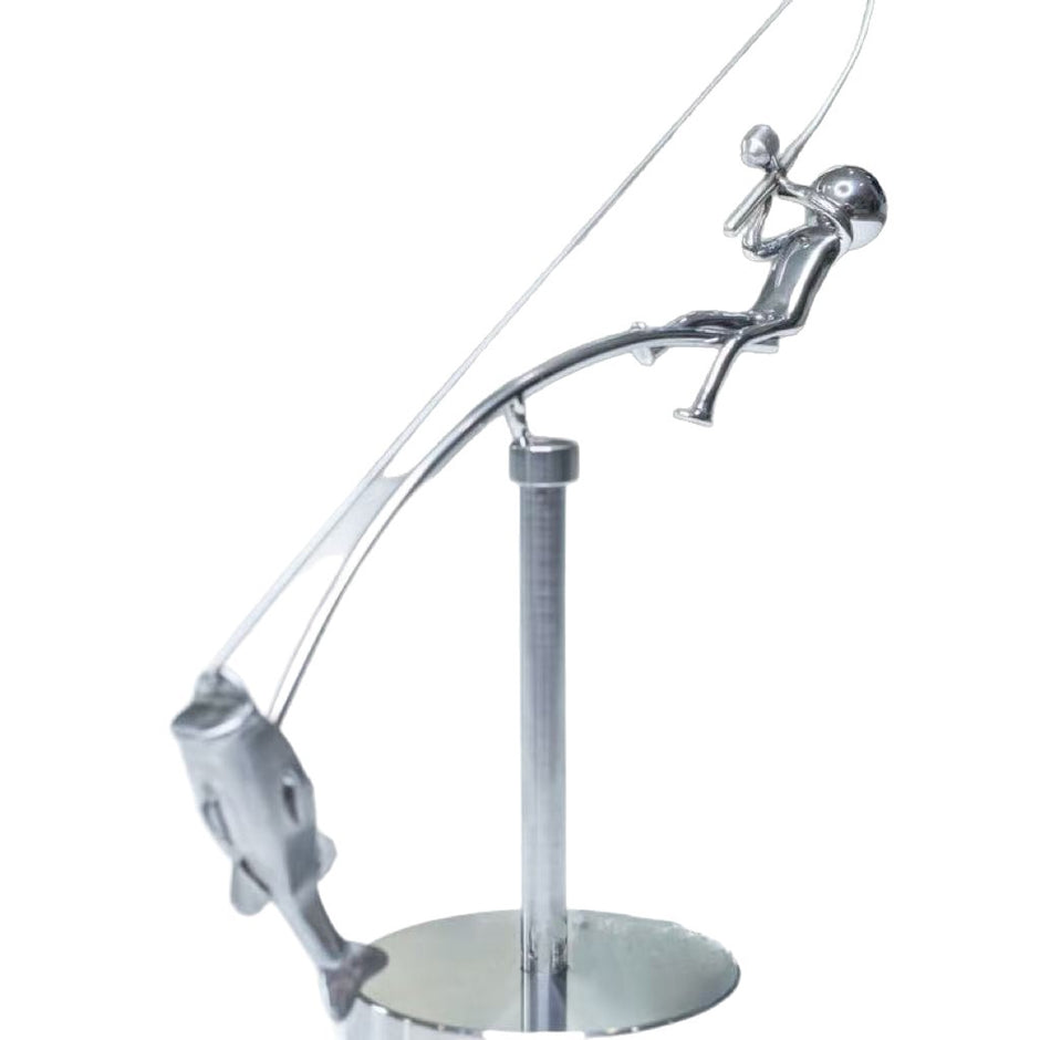 Kinetic Desk Art Balancing Fisherman Sculpture for Office Zen Home Decor and Gifts