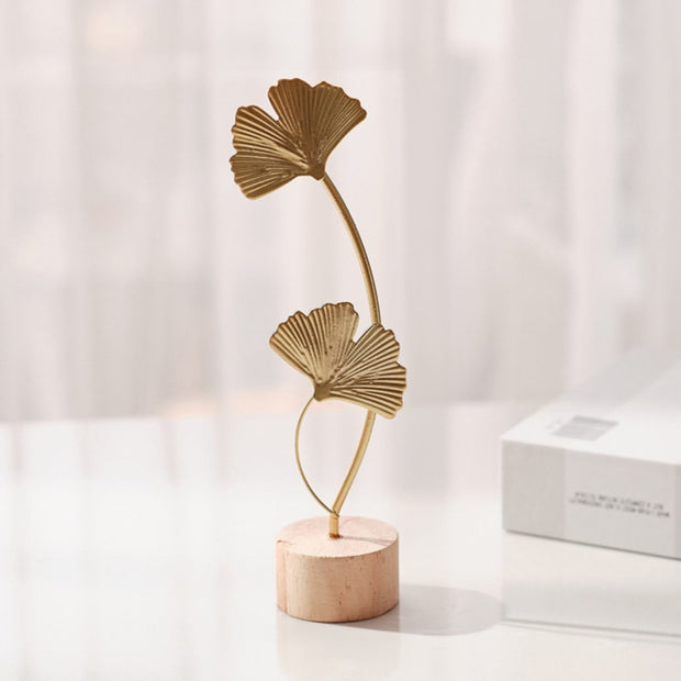 Leaf Decor Metal Golden Leaf Ornaments and Base Modern Simple Gold Leaf Table Sculpture for Living Room Bedroom Bookshelf Desktop Decoratio, Valentines Day Decorations: Desktop Ornament Gold1