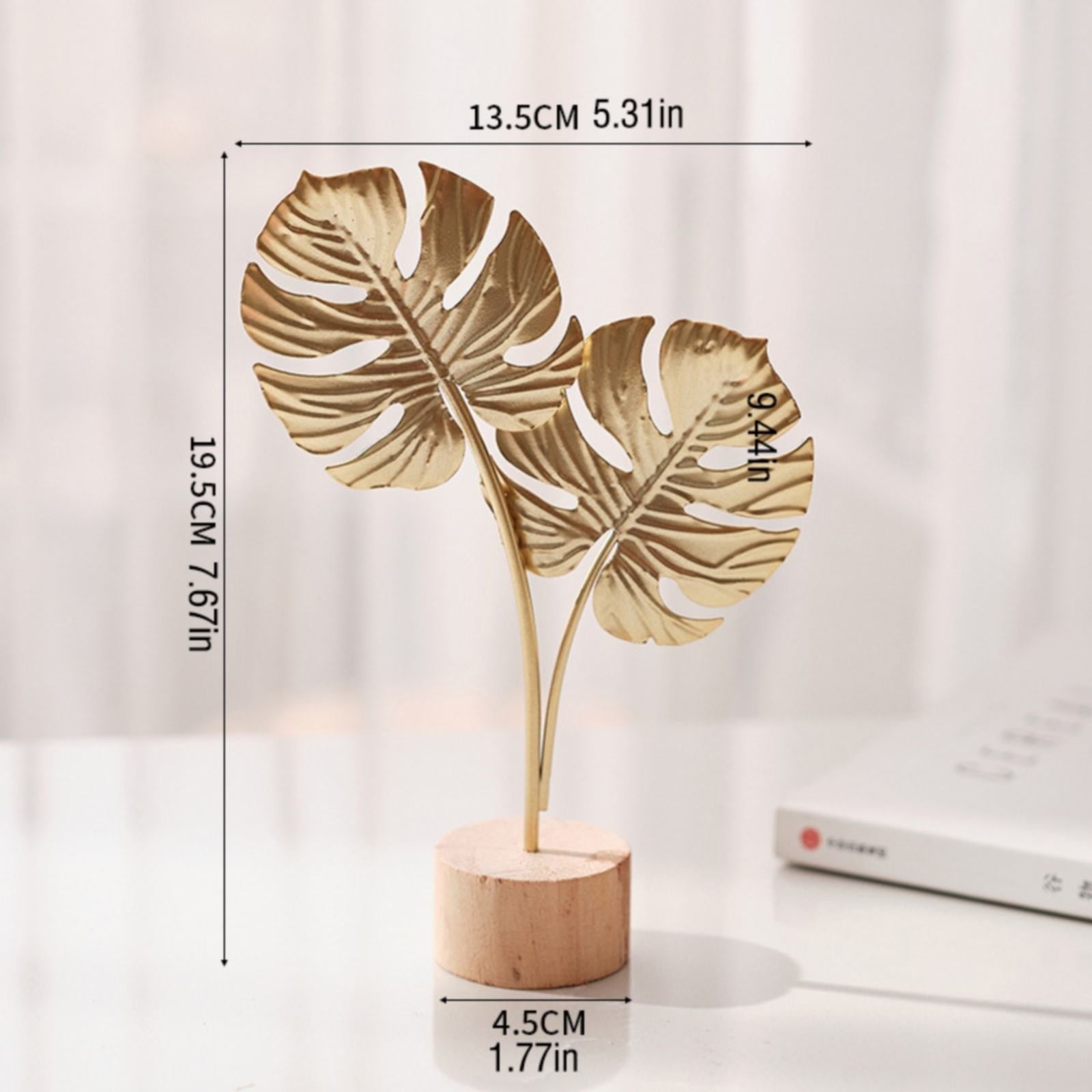 Leaf Decor Metal Golden Leaf Ornaments and Base Modern Simple Gold Leaf Table Sculpture for Living Room Bedroom Bookshelf Desktop Decoratio, Valentines Day Decorations: Desktop Ornament Gold1