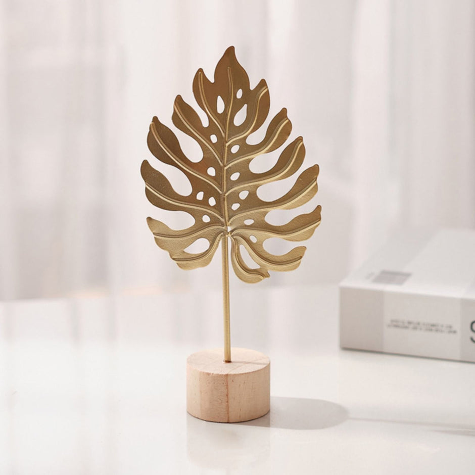 Leaf Decor Metal Golden Leaf Ornaments and Base Modern Simple Gold Leaf Table Sculpture for Living Room Bedroom Bookshelf Desktop Decoratio, Valentines Day Decorations: Desktop Ornament Gold4