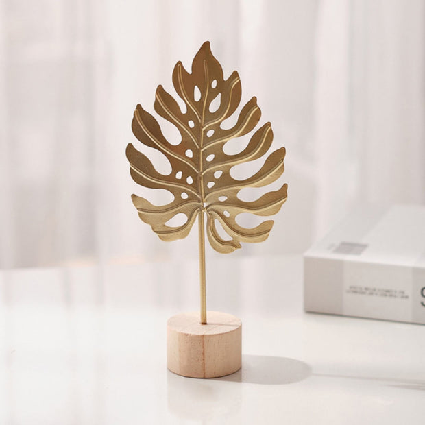 Leaf Decor Metal Golden Leaf Ornaments and Base Modern Simple Gold Leaf Table Sculpture for Living Room Bedroom Bookshelf Desktop Decoratio, Valentines Day Decorations: Desktop Ornament Gold4