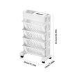Mobile Bookshelf, Plastic Rolling Organization Shelf, Practical Rotatable for Home, Movable Bookcase with Wheels, Floor Shelf, Book Stand Trolley, Plastic Mobile Bookshelf Organizer White