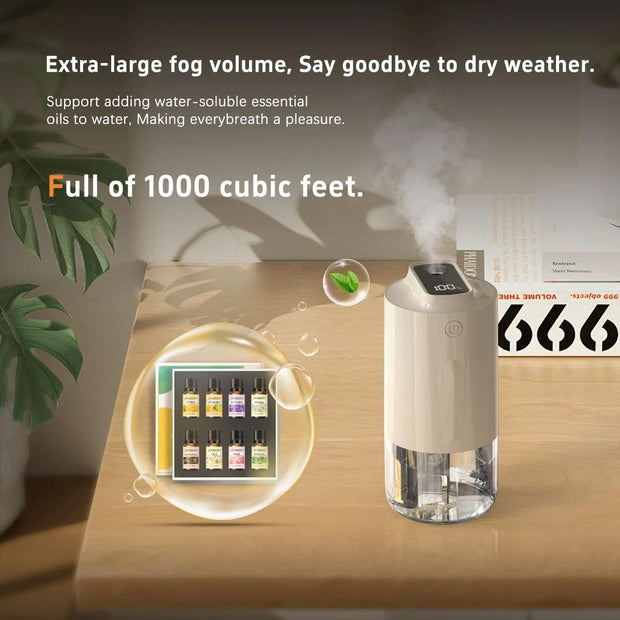 Car Diffuser Car Humidifier Rechargeable Aromatic Essential Oil Diffuser with   and Cold Mist Intelligent Vibration Sensor Suitable for Car (7*15cm,white ) Home and Office