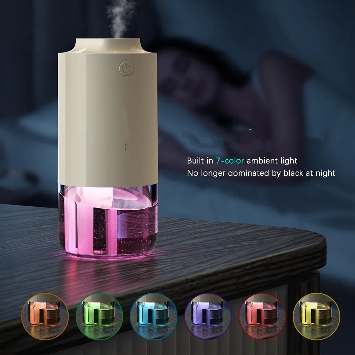 Car Diffuser Car Humidifier Rechargeable Aromatic Essential Oil Diffuser with   and Cold Mist Intelligent Vibration Sensor Suitable for Car (7*15cm,white ) Home and Office