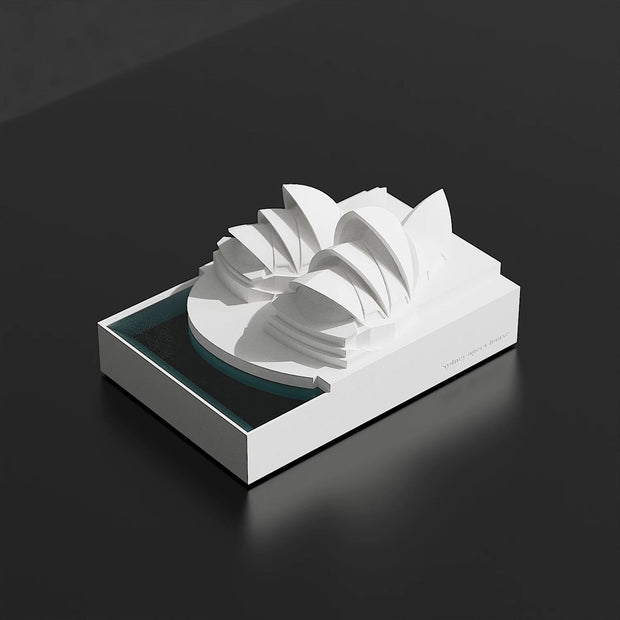 Sydney Opera House Concrete Model - Modern Architectural Sculpture Desktop Decor, Minimalist Cement Statue for Home Office Bookshelf, Unique Travel Souvenir & Housewarming Gift