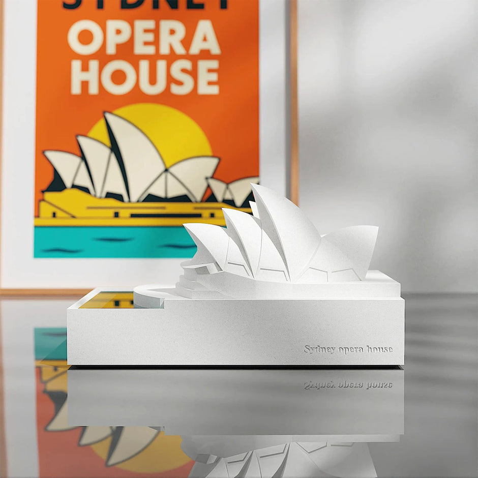 Sydney Opera House Concrete Model - Modern Architectural Sculpture Desktop Decor, Minimalist Cement Statue for Home Office Bookshelf, Unique Travel Souvenir & Housewarming Gift