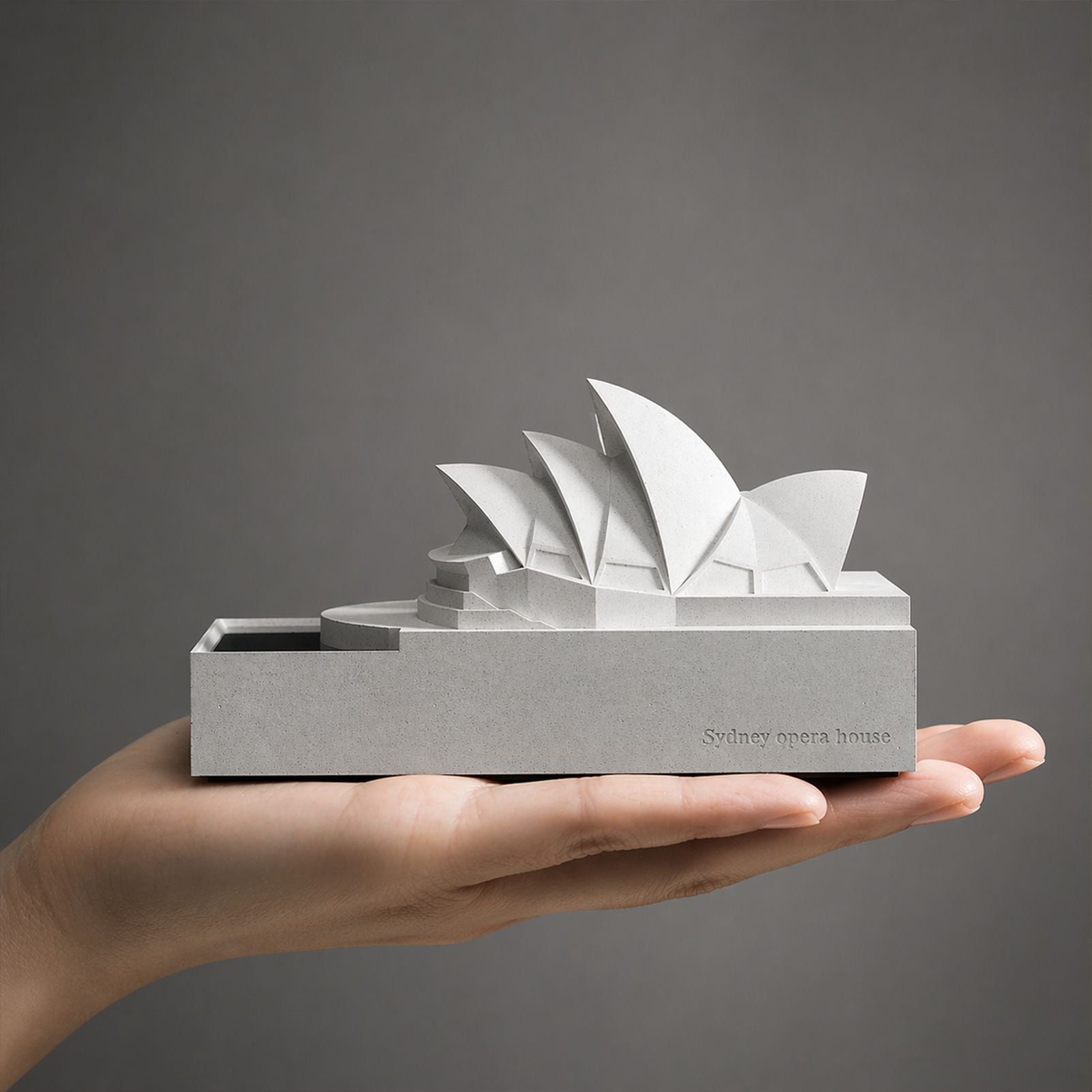 Sydney Opera House Concrete Model - Modern Architectural Sculpture Desktop Decor, Minimalist Cement Statue for Home Office Bookshelf, Unique Travel Souvenir & Housewarming Gift