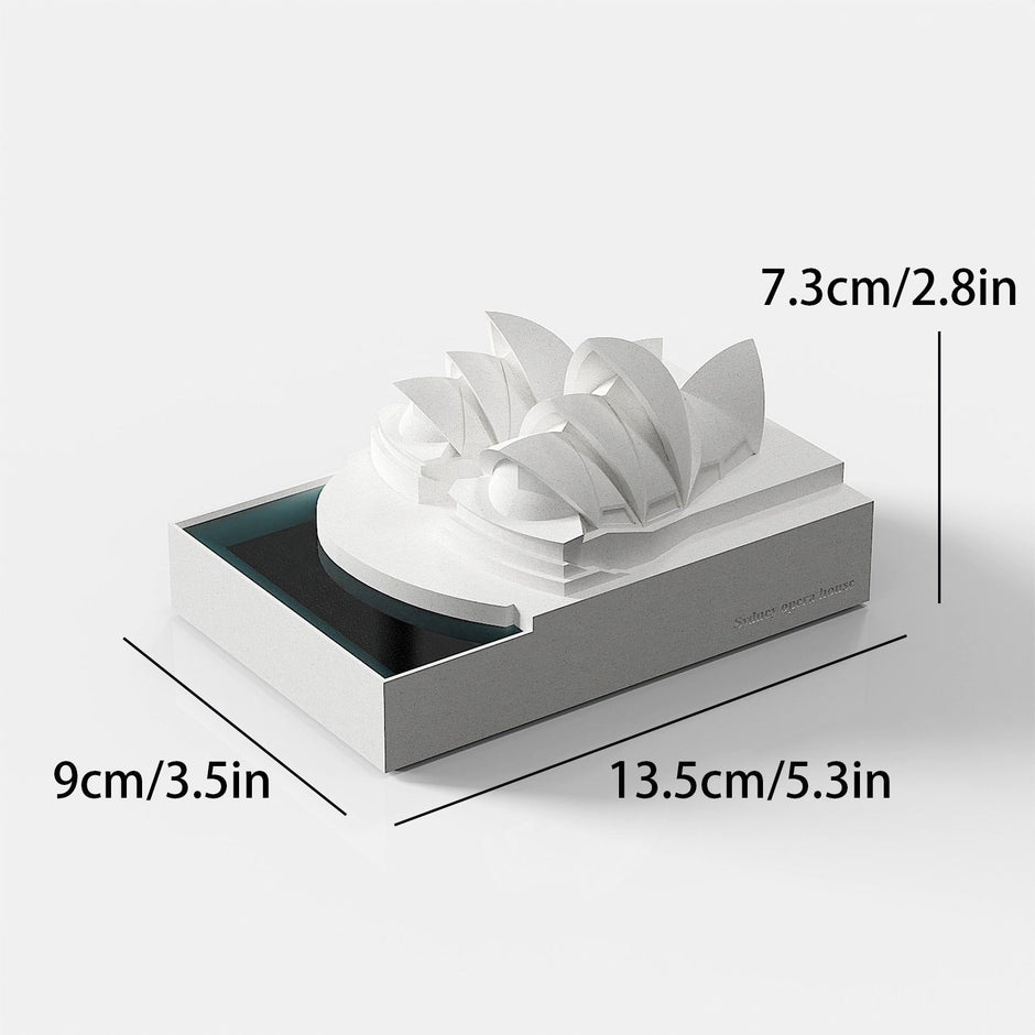 Sydney Opera House Concrete Model - Modern Architectural Sculpture Desktop Decor, Minimalist Cement Statue for Home Office Bookshelf, Unique Travel Souvenir & Housewarming Gift