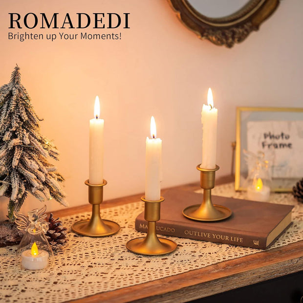 Candlestick Holders Taper Candle Holders,  Gold Candle Stick Candle Holder for Table Centerpiece, Wedding Reception, Festive Christmas Mantel Decoration or Home Decor, Set of 2