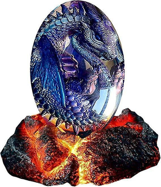 Dragons Egg, Crystal Lava Dragon Egg with Luminous Base, Handmade Sculpture Dragon Eggs Resin Orname