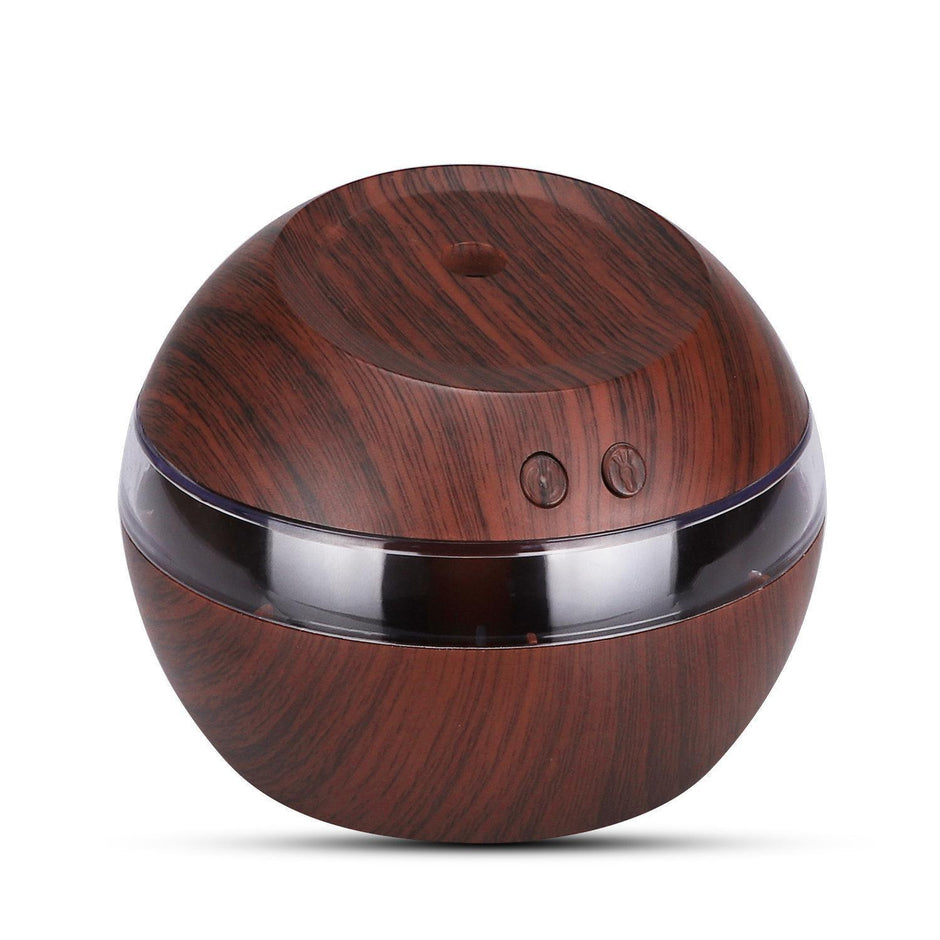 Wood Grain USB Humidifier, Round Aroma Diffuser, Mini Cool Mist Maker