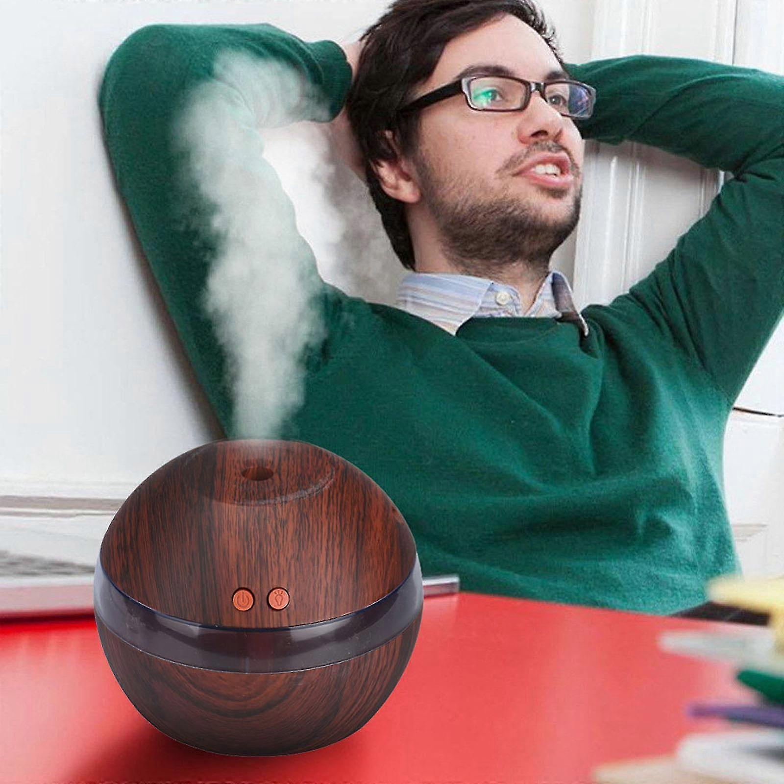 Wood Grain USB Humidifier, Round Aroma Diffuser, Mini Cool Mist Maker