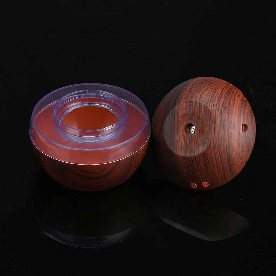 Wood Grain USB Humidifier, Round Aroma Diffuser, Mini Cool Mist Maker
