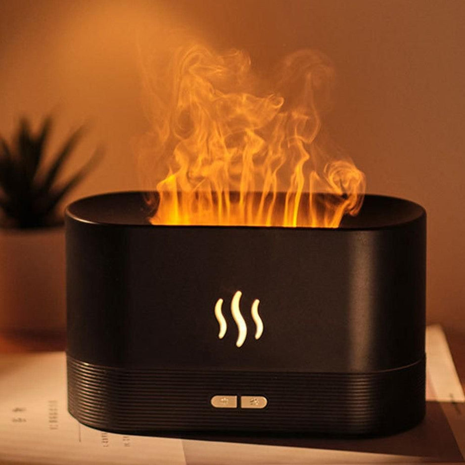 3D Flame Oil Diffuser Air Humidifier Noiseless Mist Aroma Diffuser White