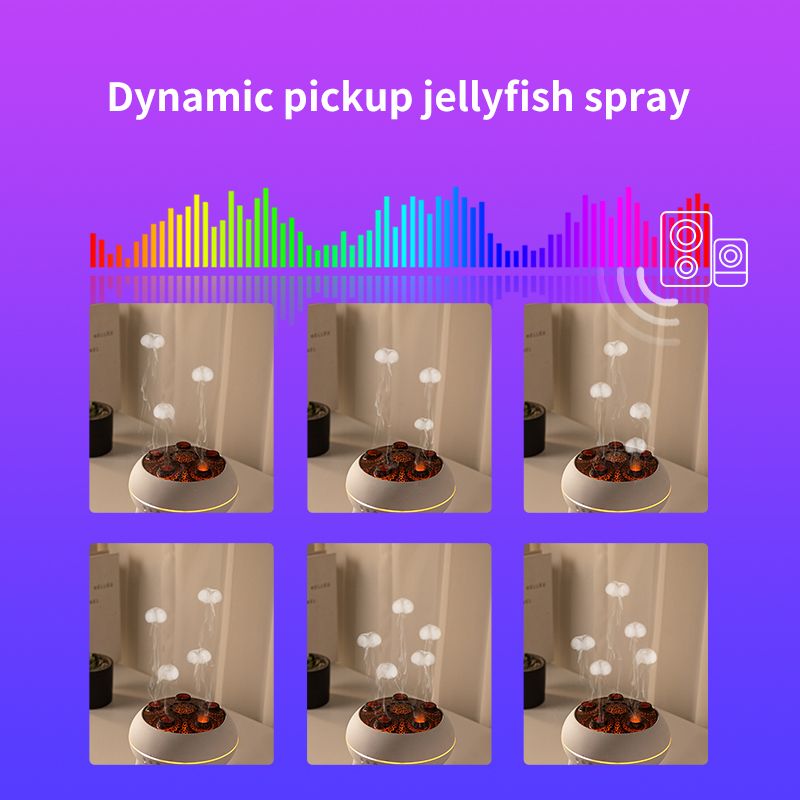 Jellyfish Smoke Ring Aroma Diffuser Humidifier, 7 Color Crack Night Light, Remote Control Timer Essential Oil Diffuser for Bedroom Desk