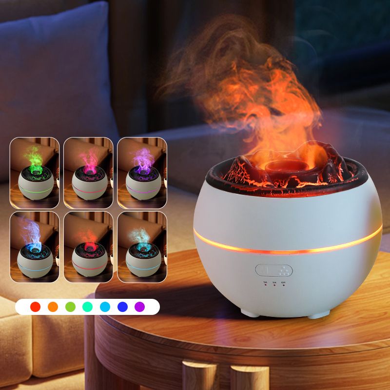 Volcano Flame Aroma Diffuser and Humidifier, 7-Color Changing Lava Fire Essential Oil Diffuser with Timer, 360ml for Home, Bedroom, or Desk – Black