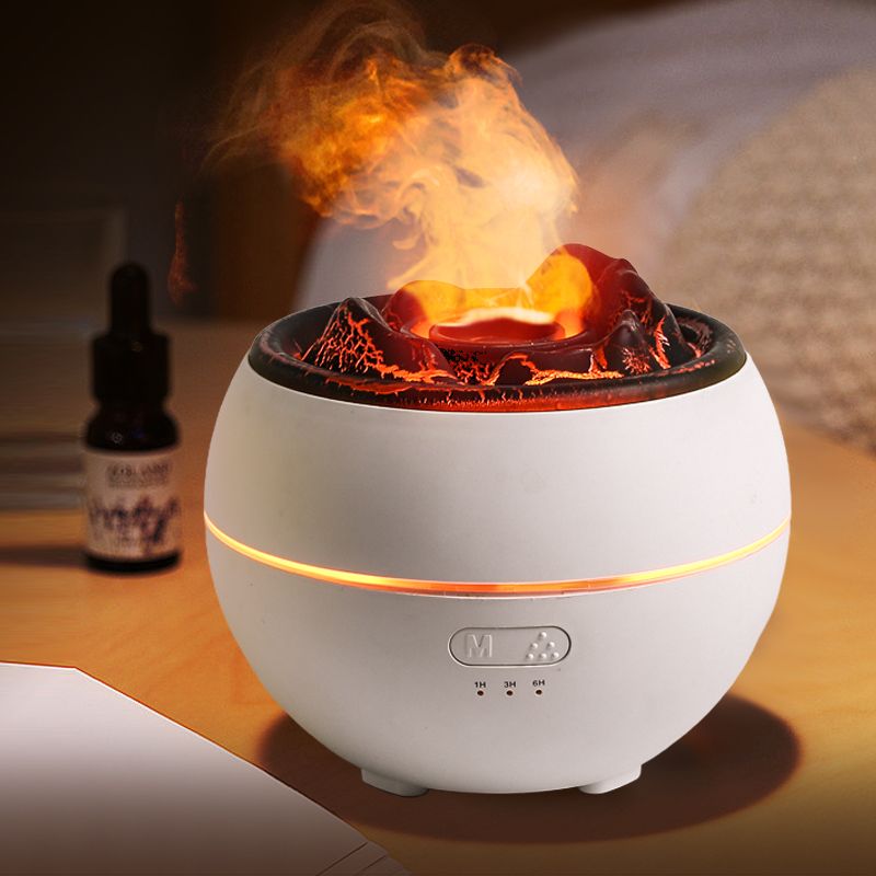 Volcano Flame Aroma Diffuser and Humidifier, 7-Color Changing Lava Fire Essential Oil Diffuser with Timer, 360ml for Home, Bedroom, or Desk – Black
