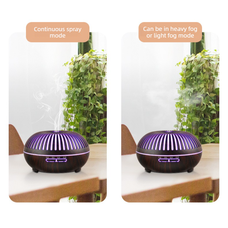 550ML Wood-Grain Aroma Diffuser and Humidifier with Bluetooth Speaker, 7-Color LED Night Light, Remote Control, Timer, and Auto Shut-Off – Light Wood