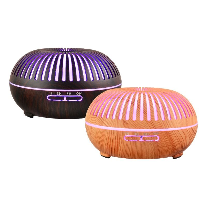 550ML Wood-Grain Aroma Diffuser and Humidifier with Bluetooth Speaker, 7-Color LED Night Light, Remote Control, Timer, and Auto Shut-Off – Light Wood