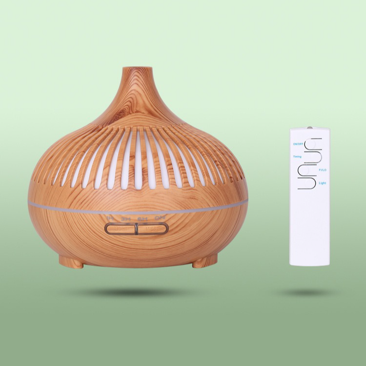 (2-Pack) 550ml Wood-Grain Ultrasonic Aroma Diffuser and Humidifier with 7-Color LED Night Light and Timer for the Bedroom – Dark Wood