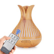 Wood Grain Flower Vase Diffuser and Humidifier, 7-Color LED Light, Timer, and Remote Control, 500 mL Ultrasonic Aroma Diffuser—Dark Wood