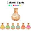 500ML Diamond Hollow Wood Grain Diffuser Humidifier, 7-Color LED Night Light, Remote Control, Timer, Continuous & Intermittent Mist - Dark Wood