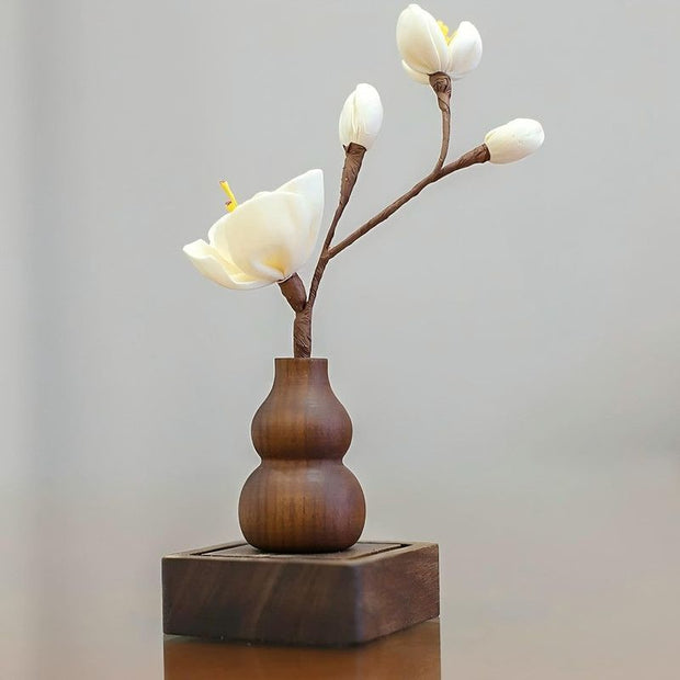 Wooden Diffuser for Car Aromatherapy Wooden Essential Oil Diffuser Tumbler-Shaped Walnut Wood Aromatherapy Diffuser for Home and Office Decoration (Gourd)