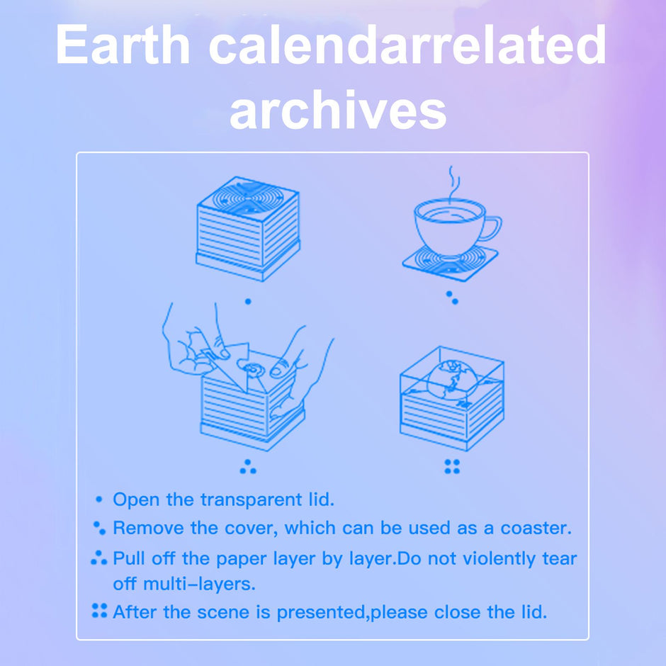 3D Earth Sculpture Calendar Model Ornaments for Home School Office Decor
