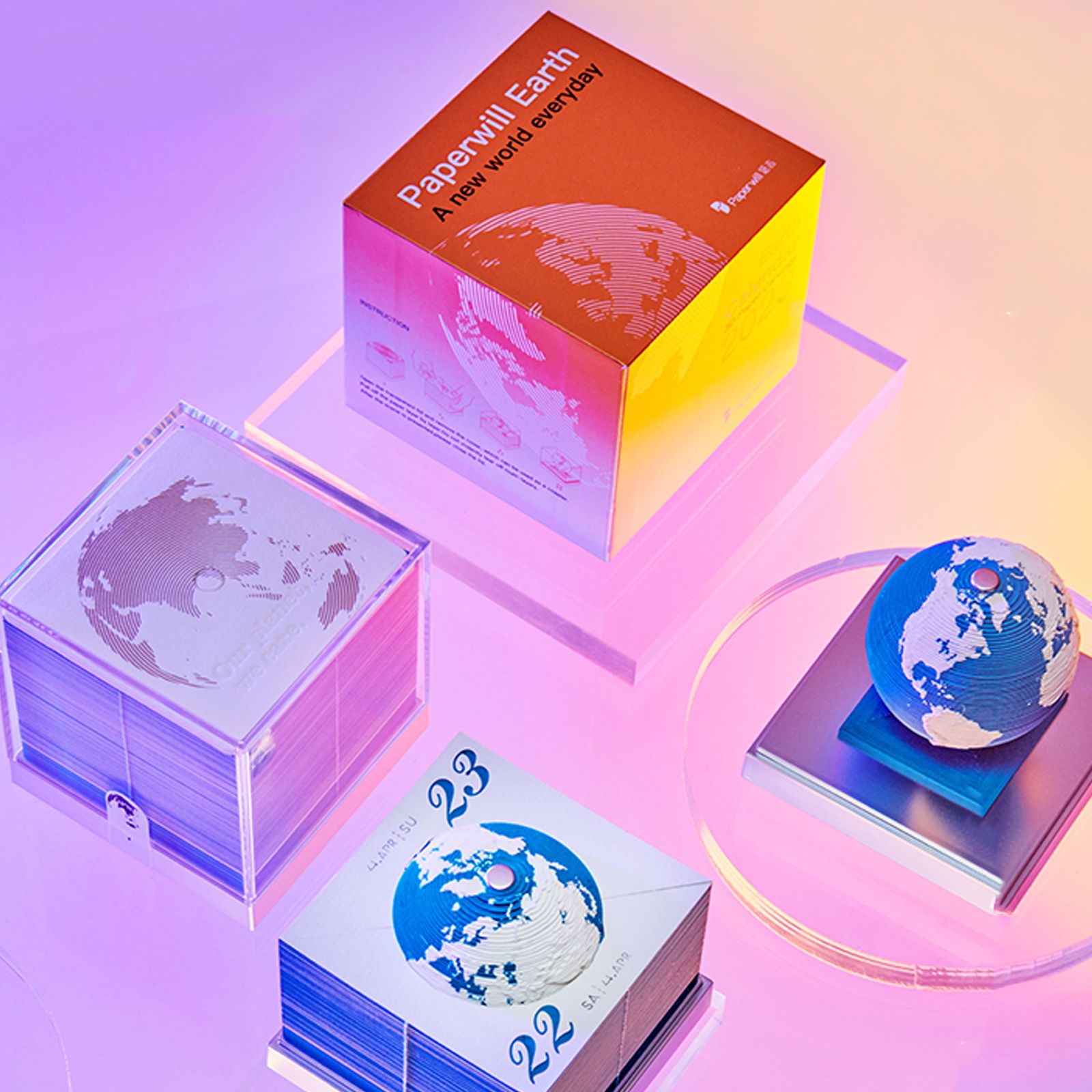 3D Earth Sculpture Calendar Model Ornaments for Home School Office Decor