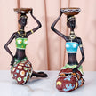 2PCS Vintage African Women Statue Candle Holders Resin Figurines Fits Up to 3.5cm Diameter Candles