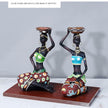 2PCS Vintage African Women Statue Candle Holders Resin Figurines Fits Up to 3.5cm Diameter Candles