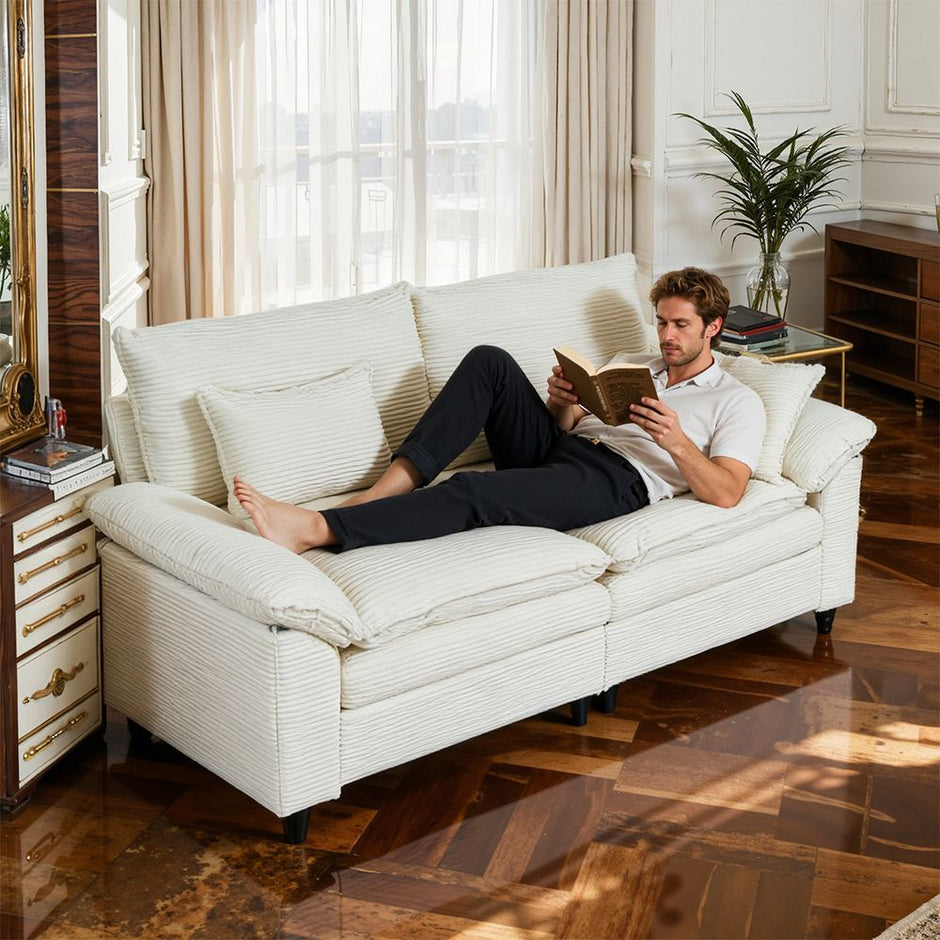 Minimalist-style two-seater sofa, unlocking cozy moments for two - White
