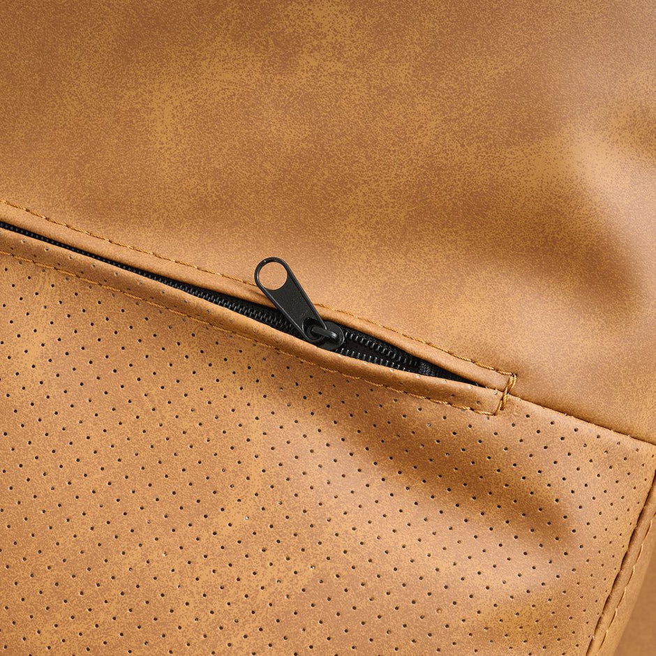 Modern Deep-Seated Sofa, Two-seater, Faux Leather, Brown - Brown PU leather