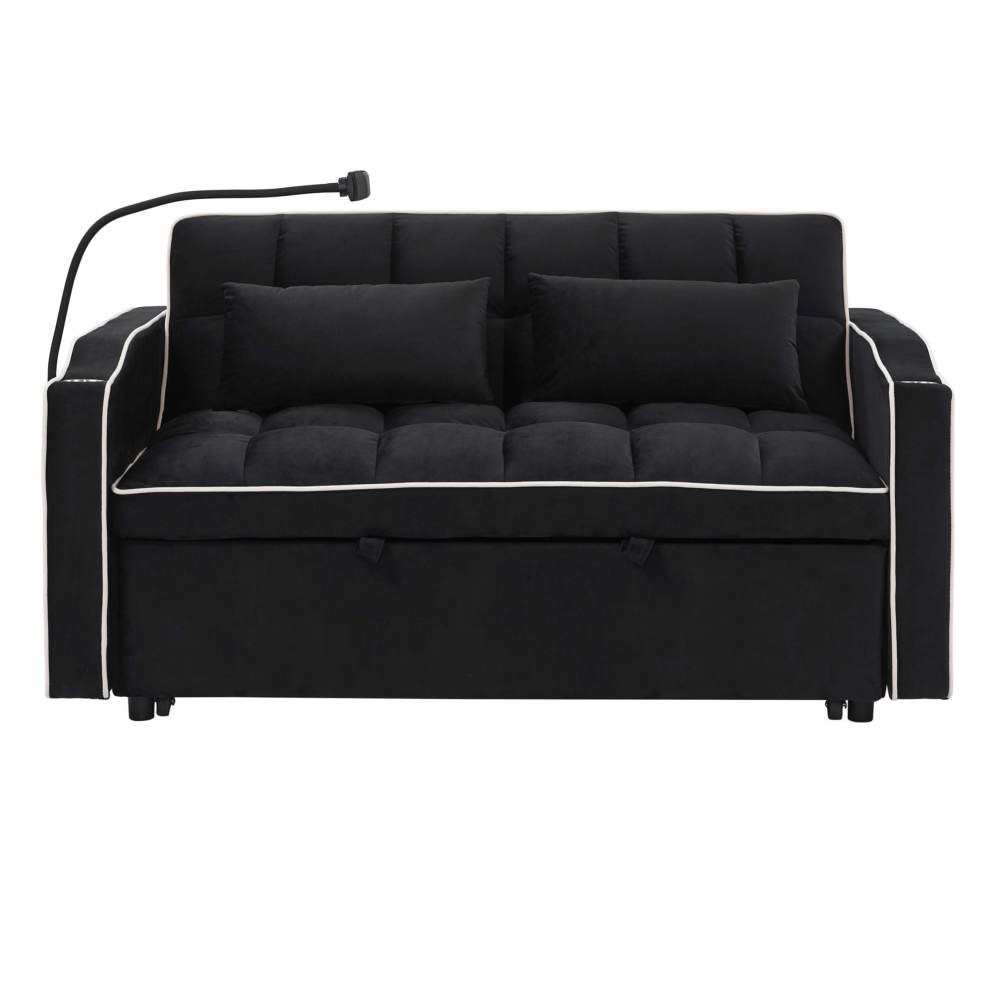 Fashionable Modern and Multi-functional Foldable Velvet Sofa Bed - Beige