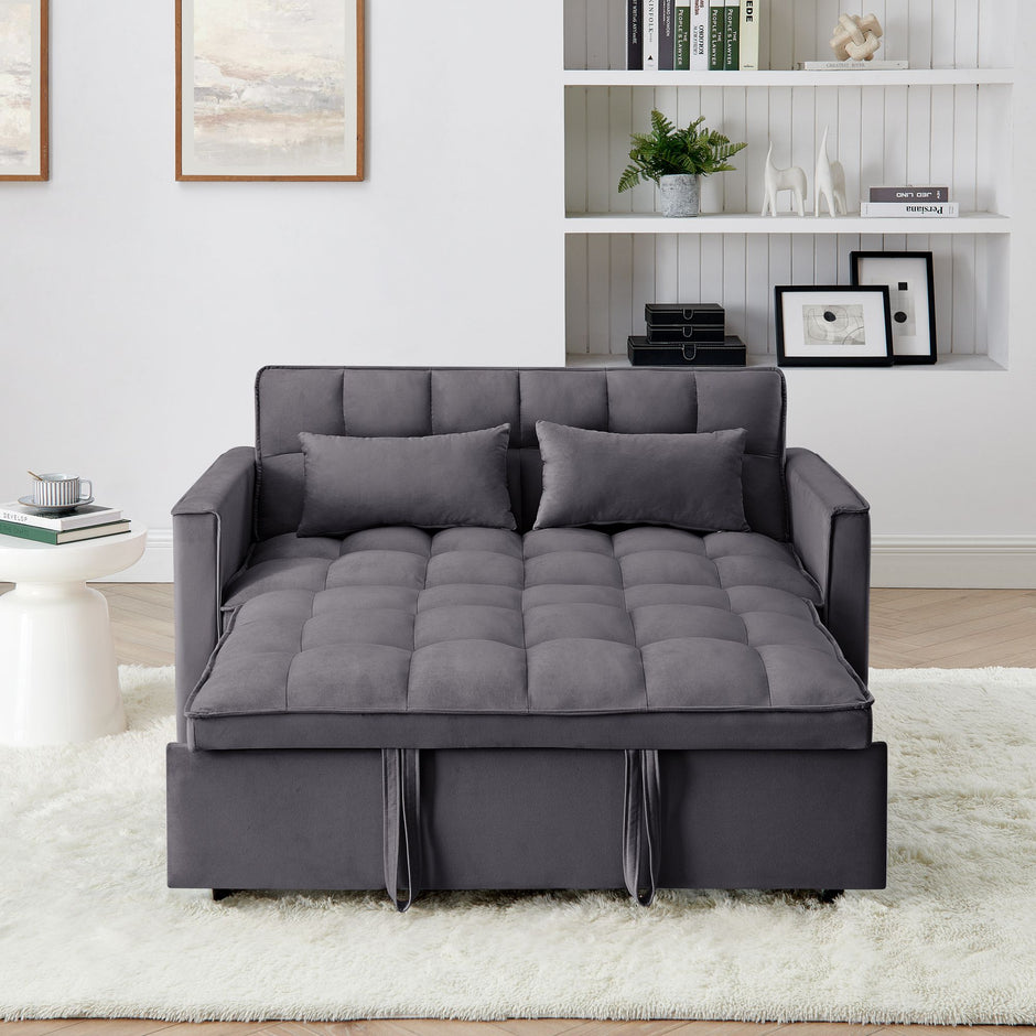 Fashionable Modern and Multi-functional Foldable Velvet Sofa Bed - Blue