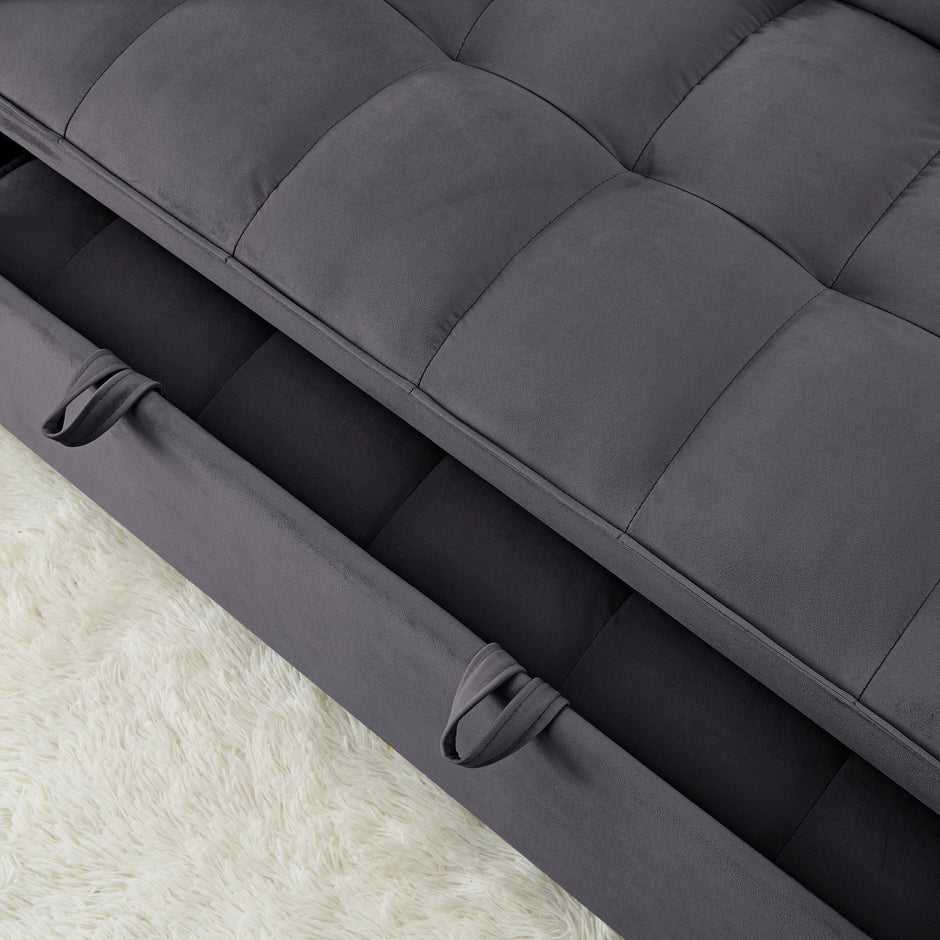 Fashionable Modern and Multi-functional Foldable Velvet Sofa Bed - Blue