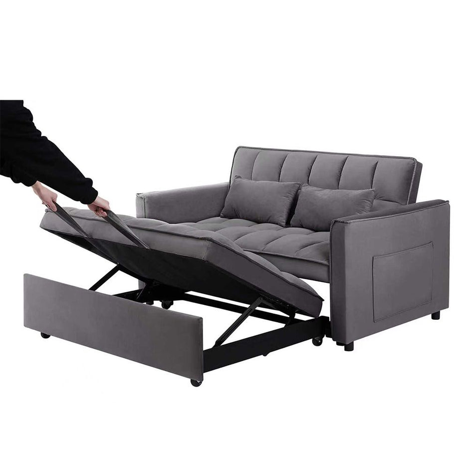 Fashionable Modern and Multi-functional Foldable Velvet Sofa Bed - Blue
