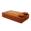 Convertible Folding Sofa Bed / Plush Corduroy Loveseat Couch - Orange