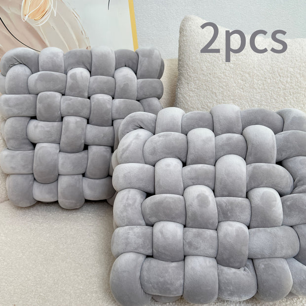 Gray Yellow braided sofa cushions, modern throw pillows, stylish sofa decor, comfortable home accessories, living room cushions, Australian home decor, durable sofa cushions, grey decorative pillows