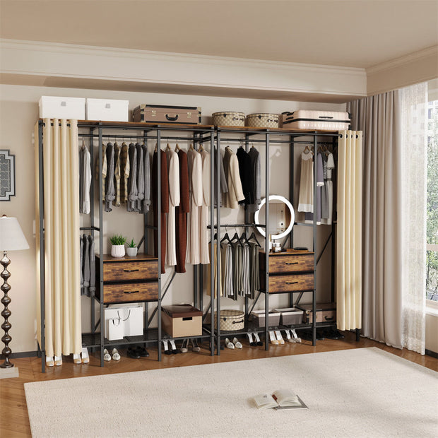 XXL Heavy Duty Wardrobe Closet w/ Shelf, Drawer & Rack
