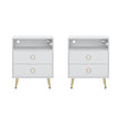 Amelia Modern LED Bedside table with USB and power socket white x 2
