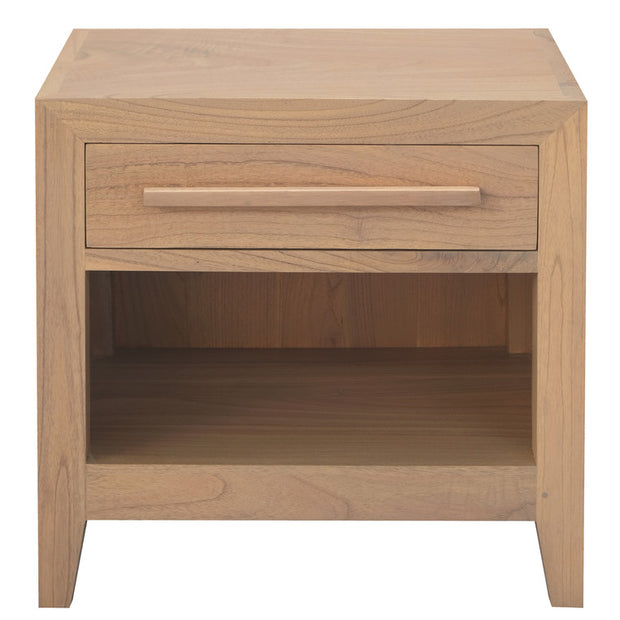 Dion 1-Drawer Solid Mindi Bedside Table (Natural)