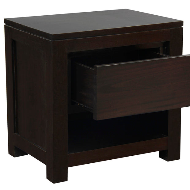 Amsterdam Solid Mahogany Timber 1 Drawer Bedside Table (Chocolate)
