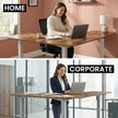 FORTIA Corner Standing Desk, 160x140cm, 72-118cm Sit to Stand Up Electric Height Adjustable, Walnut Style Desktop/Silver Frame
